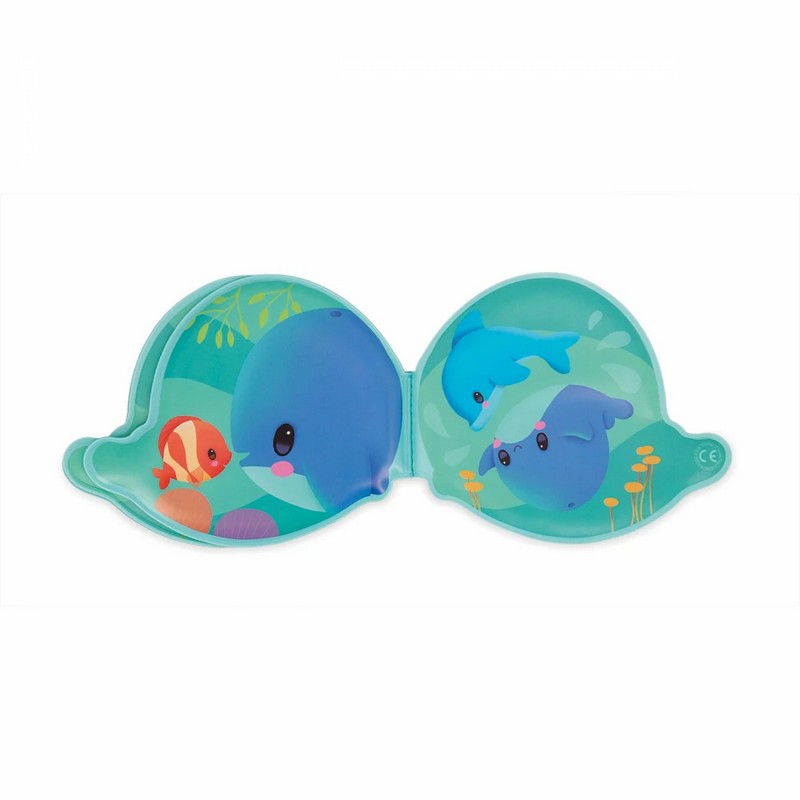 Libro da bagno per bambini a forma di balena con teneri animali acquatici